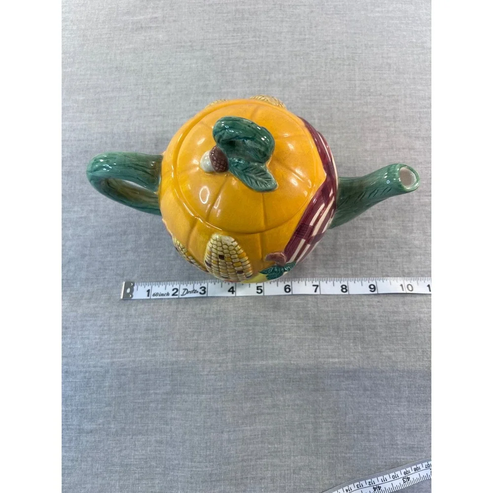 Corn Palace Harvest Pumpkin Corn Vegetable Ceramic Teapot